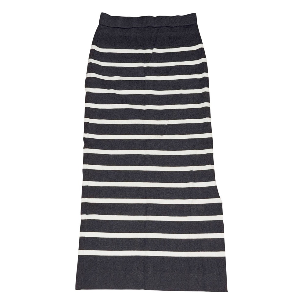 Joie Charcoal White Striped Knit Two Piece Top Maxi Skirt Matching Set Size M - Picture 3 of 6